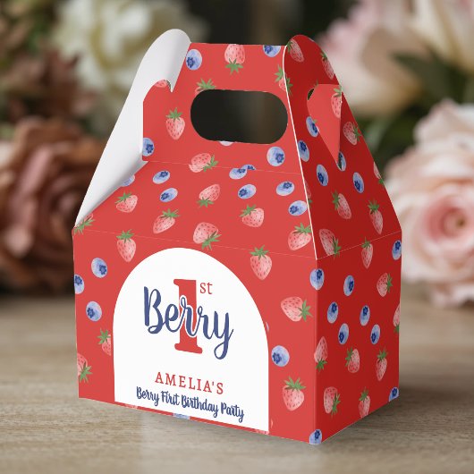 Berry 1e verjaardagsfeest Aardbei Blueberry Red Bedankdoosjes