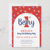 Berry 1e verjaardagsfeest Aardbei Blueberry Red Kaart (Voorkant)