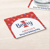 Berry 1e verjaardagsfeest Aardbei Blueberry Red Kartonnen Onderzetters (Schuin)