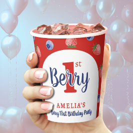 Berry 1e verjaardagsfeest Aardbei Blueberry Red Papieren Bekers