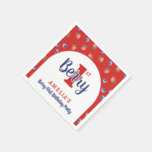 Berry 1e verjaardagsfeest Aardbei Blueberry Red Servet (Hoek)