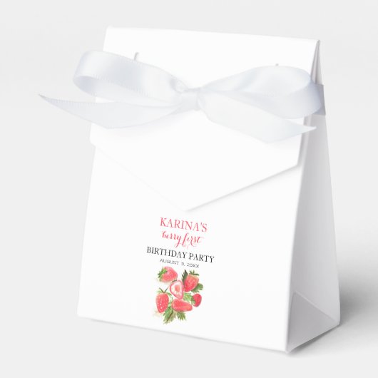 Berry 1e Verjaardagsfeest Aardbeienfruit Zomer Bedankdoosjes (Voorkant Zijde)