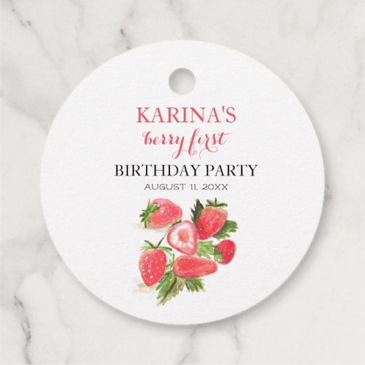 Berry 1e Verjaardagsfeest Aardbeienfruit Zomer Bedankjes Labels (Achterkant)