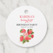 Berry 1e Verjaardagsfeest Aardbeienfruit Zomer Bedankjes Labels (Voorkant)