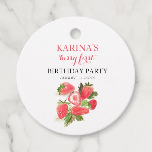 Berry 1e Verjaardagsfeest Aardbeienfruit Zomer Bedankjes Labels (Voorkant)