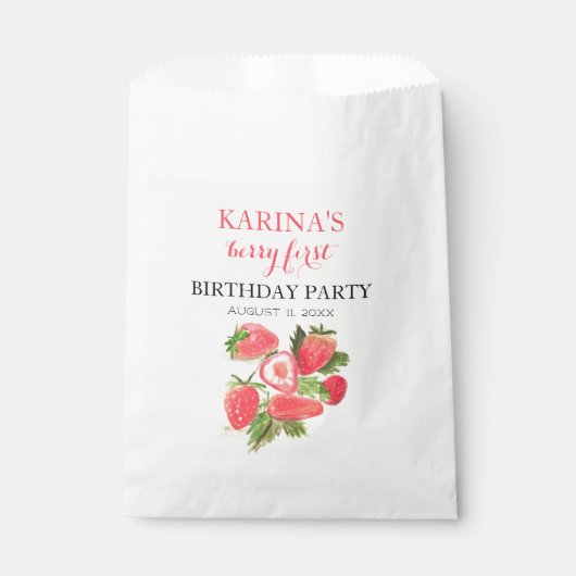 Berry 1e Verjaardagsfeest Aardbeienfruit Zomer Bedankzakje (Voorkant)