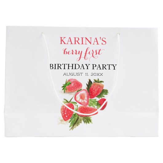 Berry 1e Verjaardagsfeest Aardbeienfruit Zomer Groot Cadeauzakje (Achterkant)