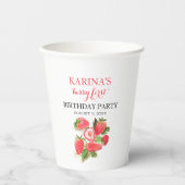 Berry 1e Verjaardagsfeest Aardbeienfruit Zomer Papieren Bekers (Voorkant)
