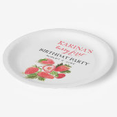 Berry 1e Verjaardagsfeest Aardbeienfruit Zomer Papieren Bordje (Gekanteld)