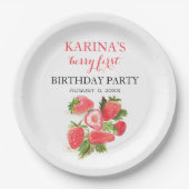 Berry 1e Verjaardagsfeest Aardbeienfruit Zomer Papieren Bordje (Voorkant)