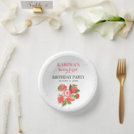 Berry 1e Verjaardagsfeest Aardbeienfruit Zomer Papieren Kommen