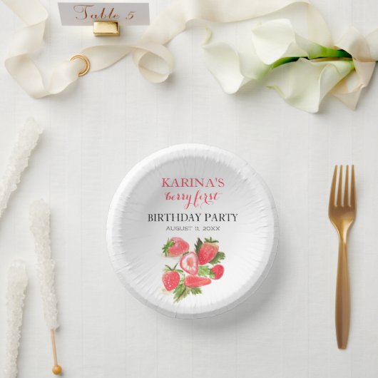 Berry 1e Verjaardagsfeest Aardbeienfruit Zomer Papieren Kommen (Huwelijk)