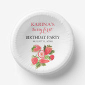 Berry 1e Verjaardagsfeest Aardbeienfruit Zomer Papieren Kommen (Voorkant)