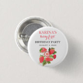 Berry 1e Verjaardagsfeest Aardbeienfruit Zomer Ronde Button 3,2 Cm (Voorkant /achterkant)