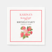 Berry 1e Verjaardagsfeest Aardbeienfruit Zomer Servet (Voorkant)