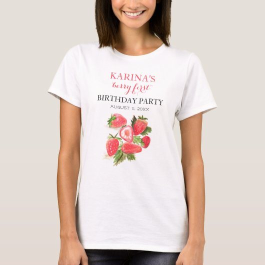 Berry 1e Verjaardagsfeest Aardbeienfruit Zomer T-shirt (Voorkant)