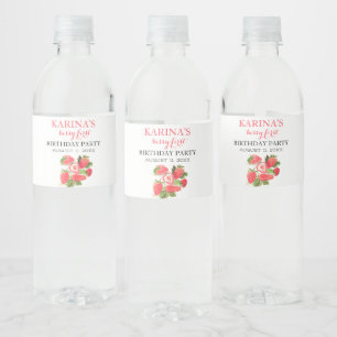 Berry 1e Verjaardagsfeest Aardbeienfruit Zomer Waterfles Etiket