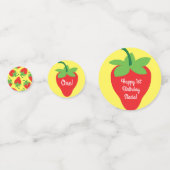 Berry 1st Birthday Cute Strawberry Colorful Mod Confetti (Achterkanten)
