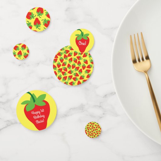 Berry 1st Birthday Cute Strawberry Colorful Mod Confetti (Groep)