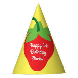 Berry 1st Birthday Cute Strawberry Colorful Mod Feesthoedjes