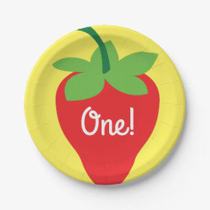 Berry 1st Birthday Cute Strawberry Colorful Mod Papieren Bordje