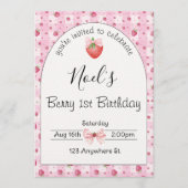 "berry 1st birthday" first birthday invitation kaart (Voorkant)