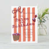 Berry 1st Birthday Girls Party Uitnodiging (Staand voorkant)
