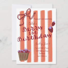 Berry 1st Birthday Girls Party Uitnodiging