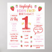 Berry 1st Birthday Milestone Poster Red Gold (Voorkant)
