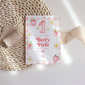 Berry 1st Birthday Strawberry Invitation Kaart