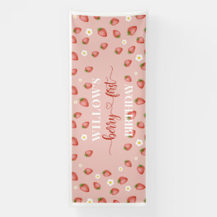 Berry 1st Birthday Strawberry Thema Banner