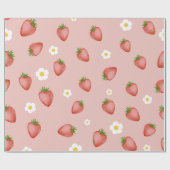 Berry 1st Birthday Strawberry thema inpakken Cadeaupapier (Vlak)