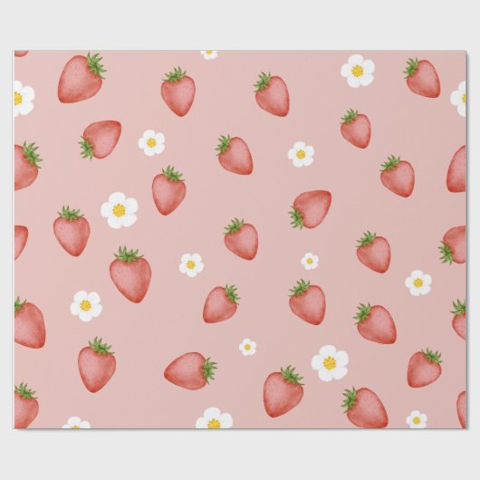 Berry 1st Birthday Strawberry thema inpakken Cadeaupapier (Vlak)