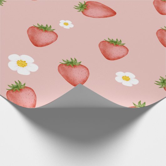 Berry 1st Birthday Strawberry thema inpakken Cadeaupapier (Hoek)
