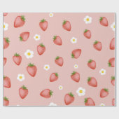 Berry 1st Birthday Strawberry Theme Wrapping Pape Cadeaupapier (Vlak)