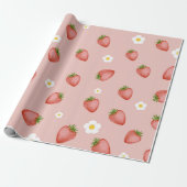 Berry 1st Birthday Strawberry Theme Wrapping Pape Cadeaupapier (Uitgerold)