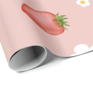 Berry 1st Birthday Strawberry Theme Wrapping Pape Cadeaupapier