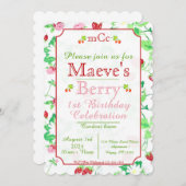 Berry 1st Birthday Uitnodiging (Voorkant / Achterkant)