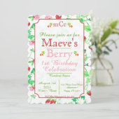 Berry 1st Birthday Uitnodiging (Staand voorkant)
