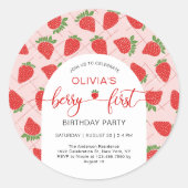 Berry 1st First Birthday Party Ronde Sticker (Voorkant)