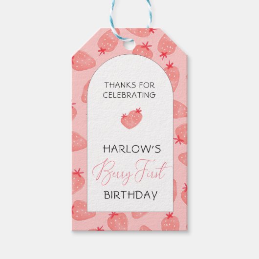 Berry 1st Verjaardag dank u label Cadeaulabel (Voorkant)