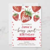 Berry 4th Birthday Waterverf Kaart (Voorkant)