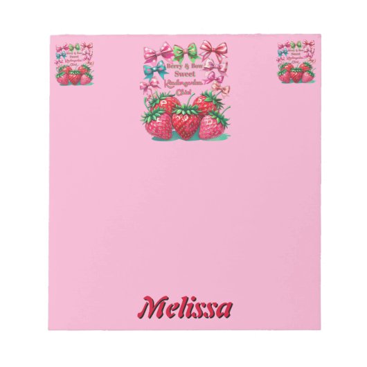 Berry and Bow Sweet Kindergarten Chic Notitieblok (Voorkant)