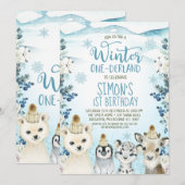 Berry Arctic Animals Winter Onederland Verjaardag Kaart (Voorkant / Achterkant)