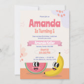 Berry & Banana eerste verjaardag uitnodiging (Voorkant)