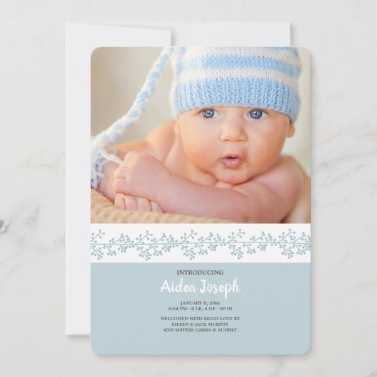 Berry Band Foto Geboorteaankondiging Aankondiging (Voorkant)