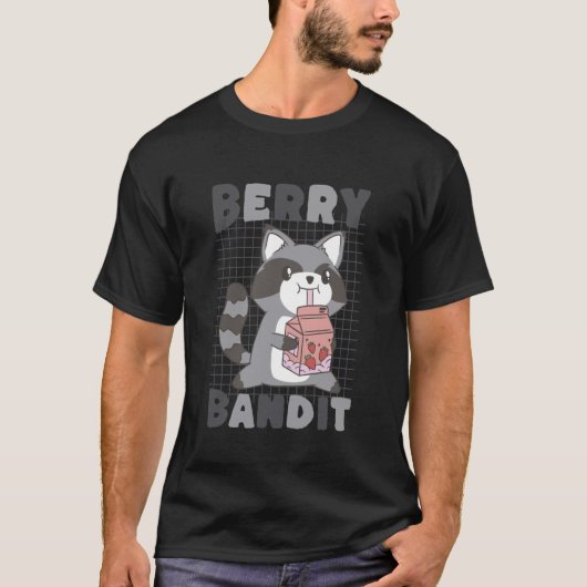 Berry Bandit Raccoon Kawaii Cute Funny T-shirt (Voorkant)