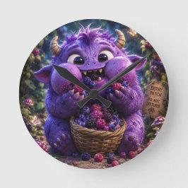 Berry Bandit Schattig Monster Fantasie Bos Kunst Ronde Klok