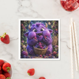 Berry Bandit Schattig Monster Fantasie Bos Kunst Servet