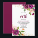 Berry Beauty 60th Birthday Party Invite Kaart<br><div class="desc">Berry Beauty 60th Birthday Party Invite Bekijk passend collectie in Niche en Nest Store</div>